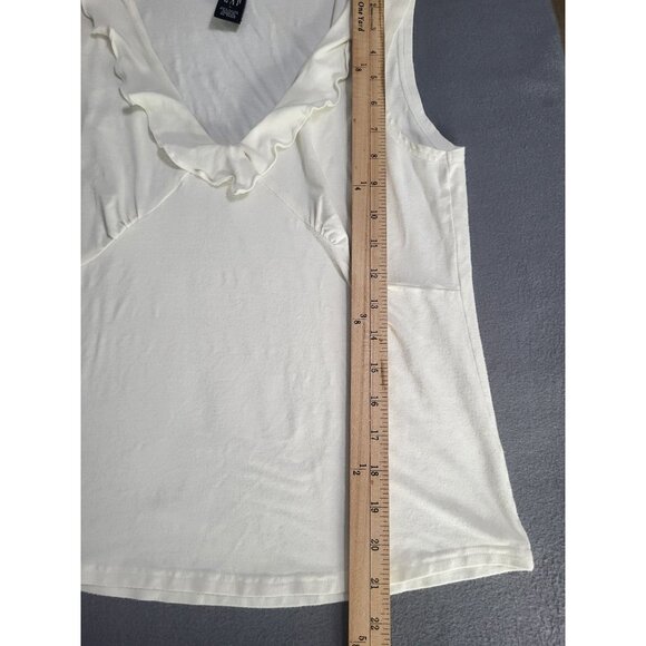 GAP Women's LG Stretch V Neck y2k Tank Top Ruffle Vintage Babydoll Feminine - Picture 7 of 7